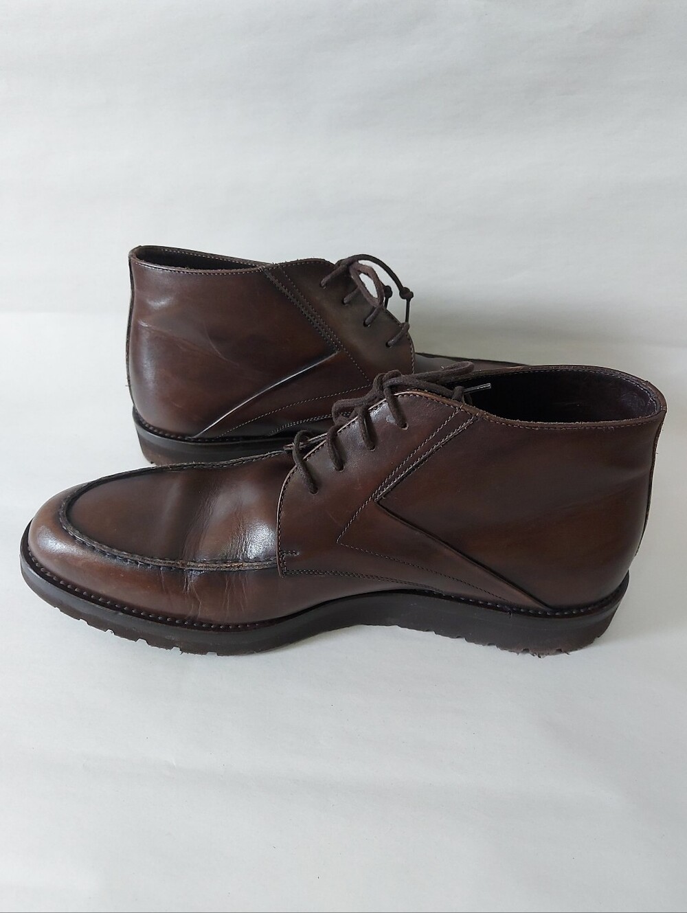 Davids Men Laceup High Ankle Chukka Boots Size 43 EU Brown Leather Comfort Shoes - Picture 7 of 14